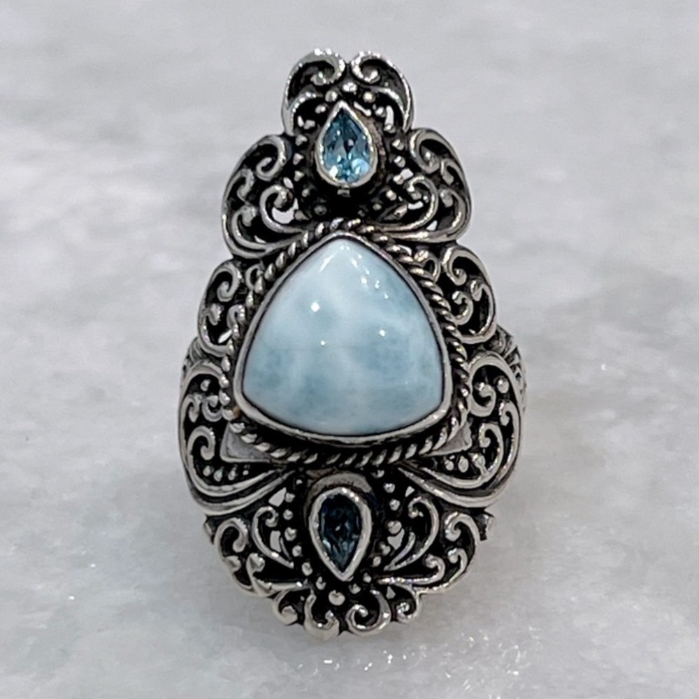 Larimar Swiss Blue Topaz Sterling Silver Ring